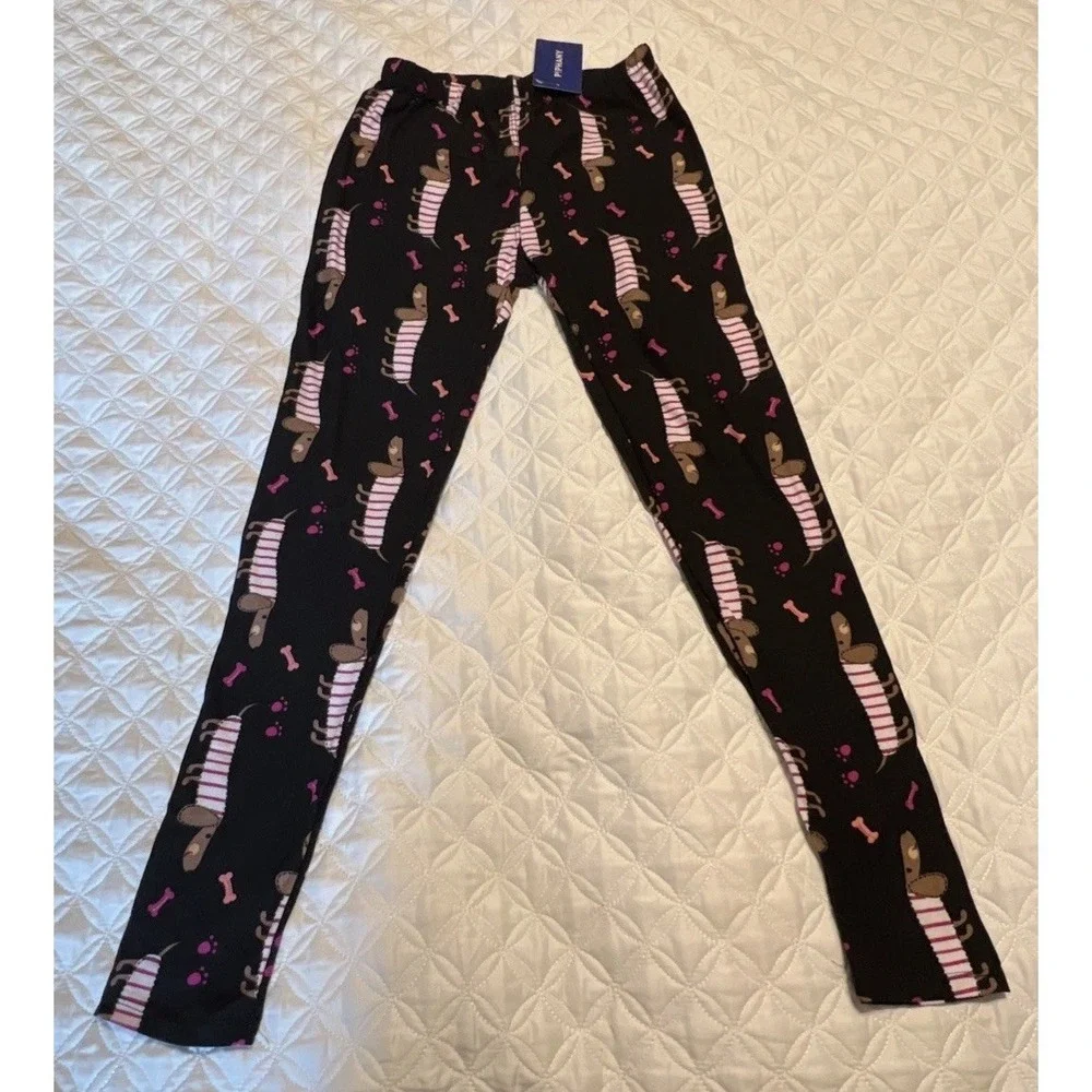 NWT Piphany White Cami Pink Cami Dachshund Dog Black Leggings One Size Fits All